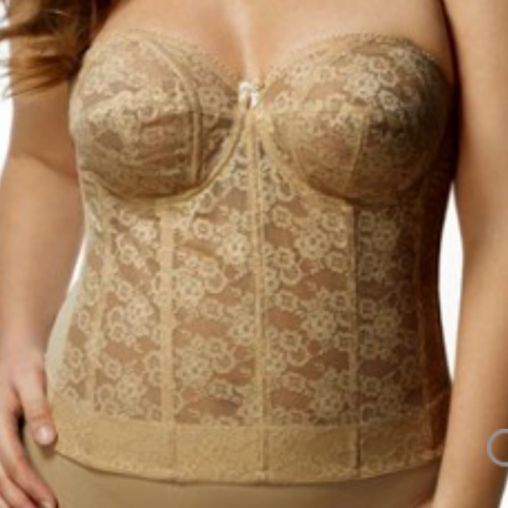 Elila Lace Strapless Longline Bra Mocha size 36I